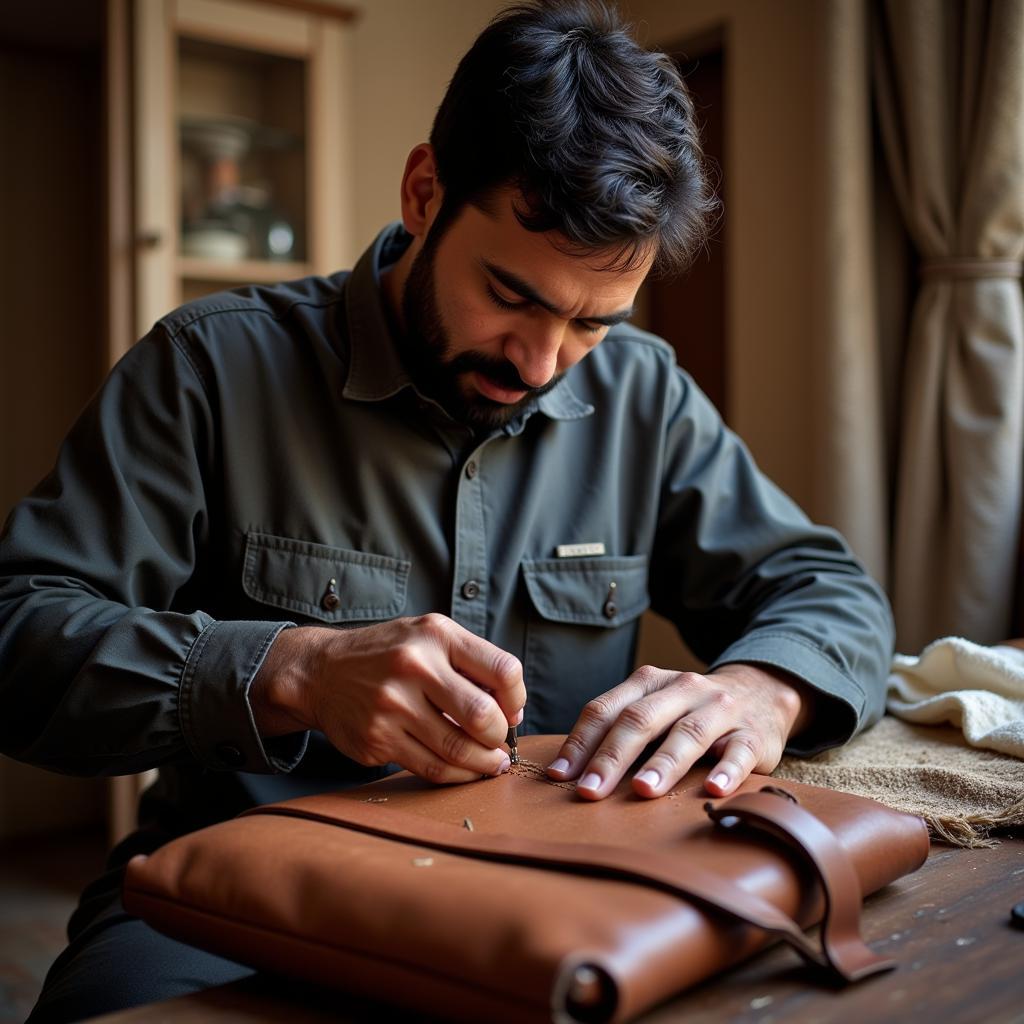 Leather Craftsman at Work in Pakistan