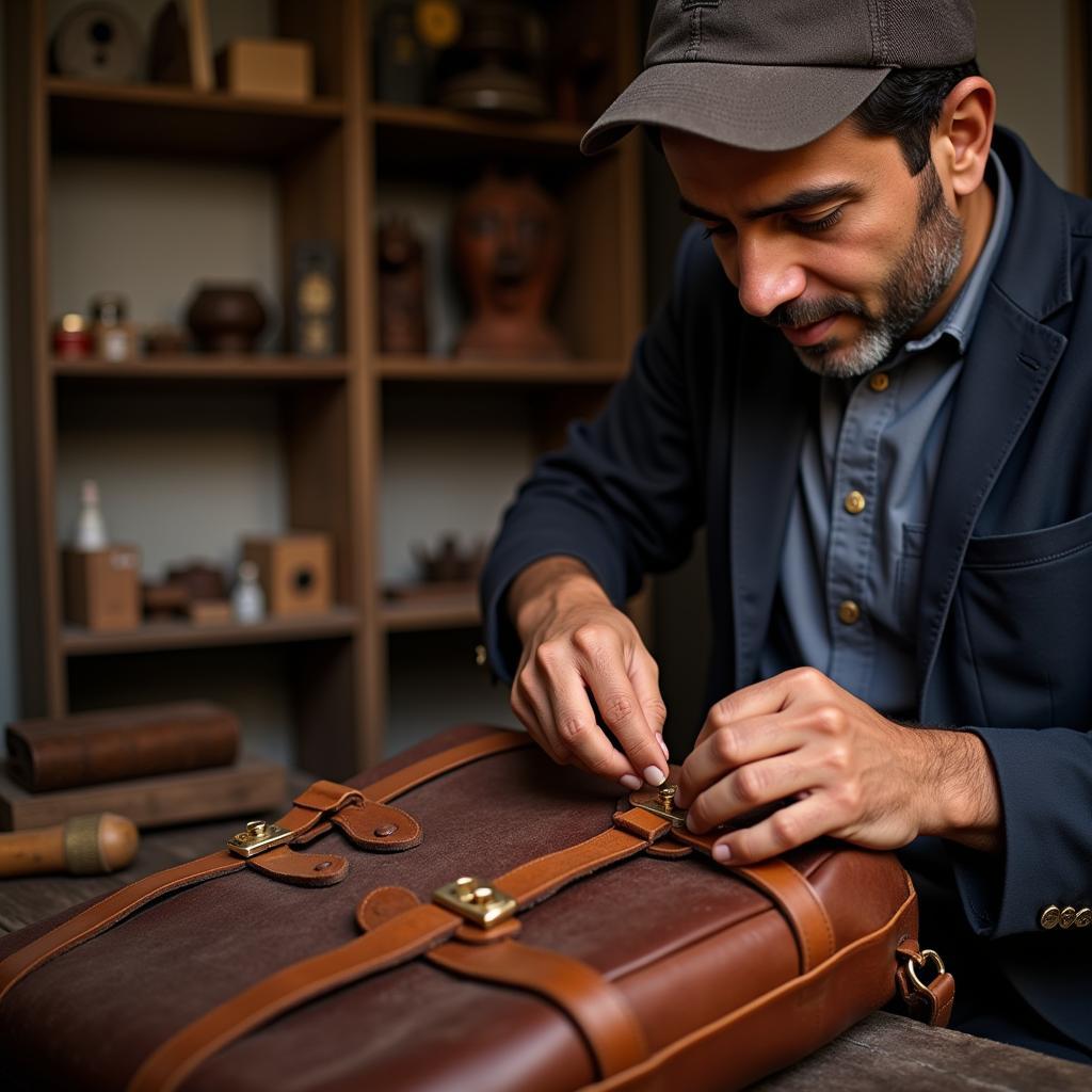 Leather Travel Shoulder Bag Made by Pakistan Craftsman