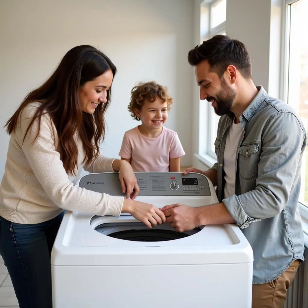 Family Using LG Top Load Washing Machine