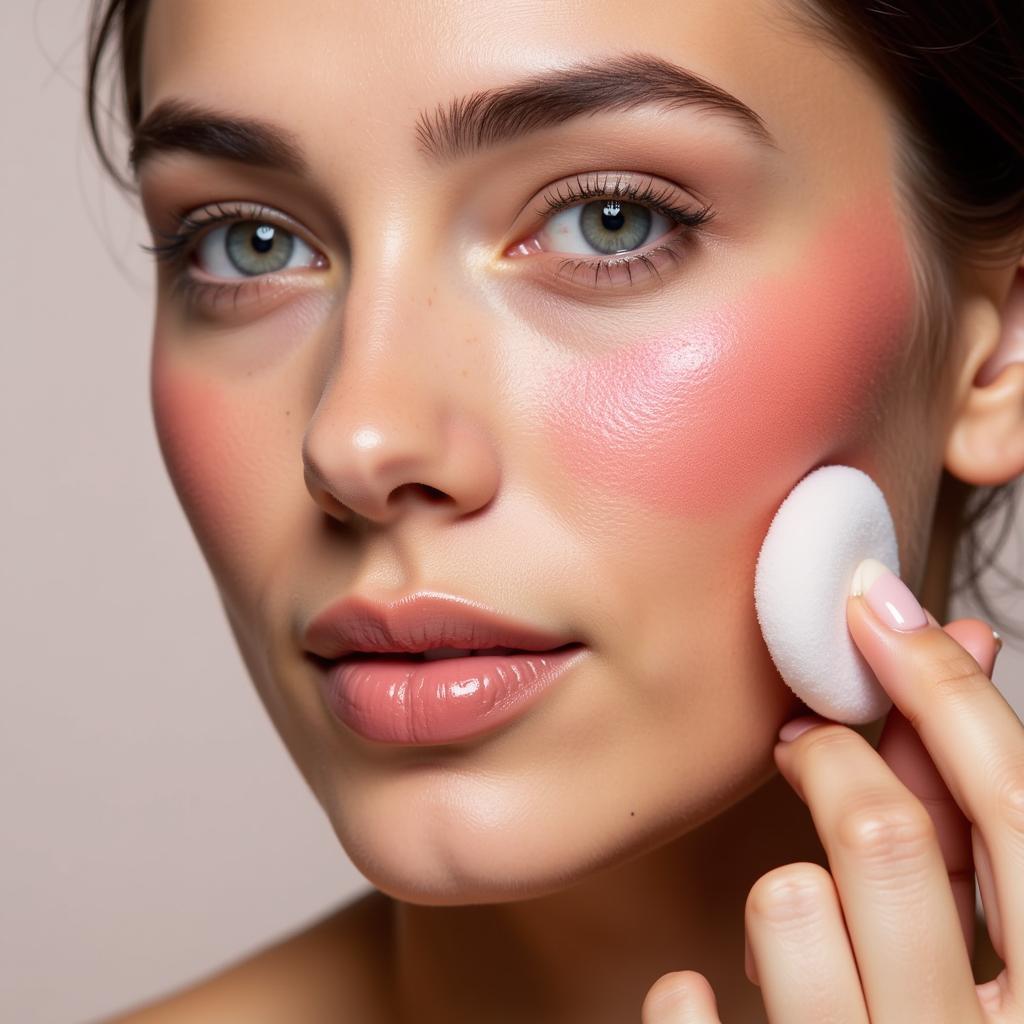 Woman Applying Liquid Blush