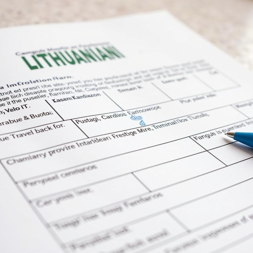 Lithuanian Visa Application Form