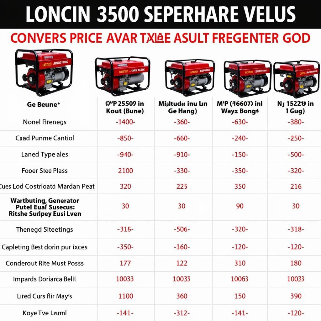 Loncin Generator Price List