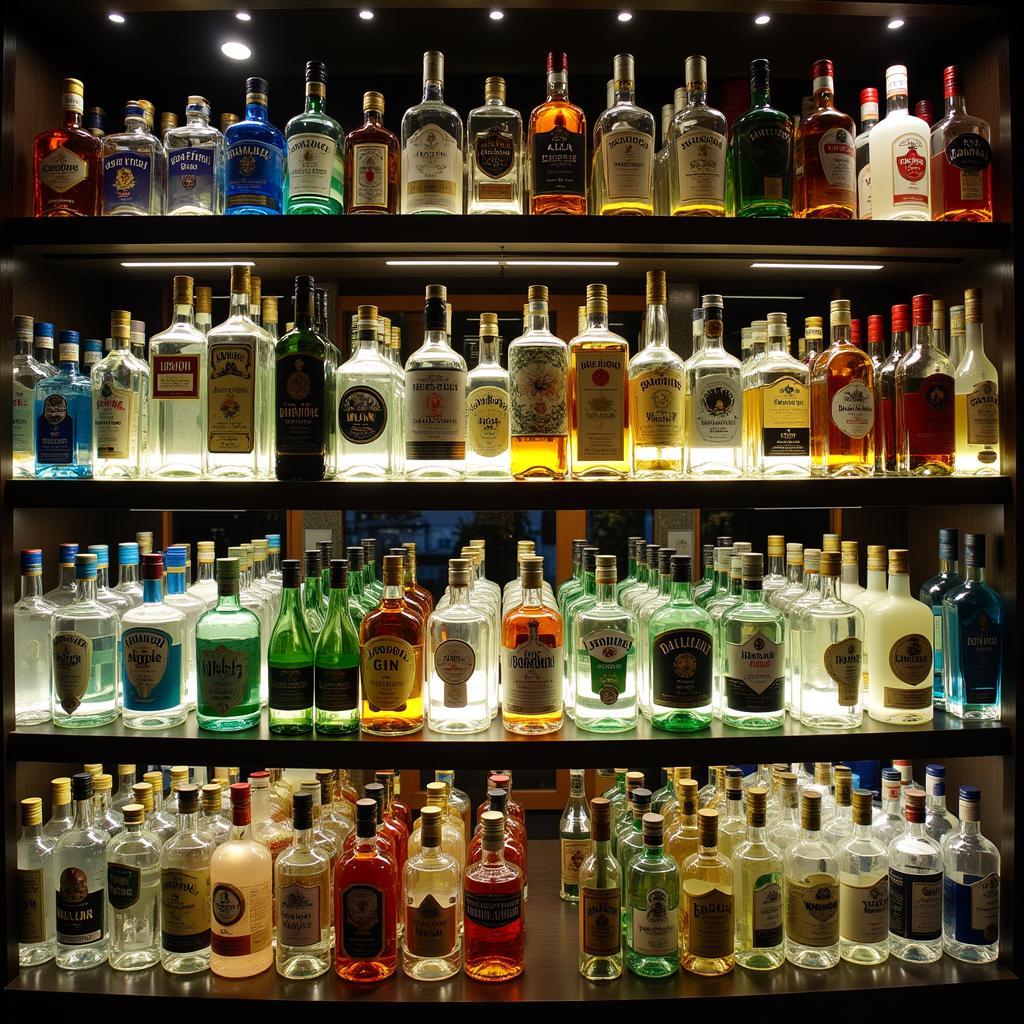 London Dry Gin Bottles Displayed in a Pakistan Liquor Store