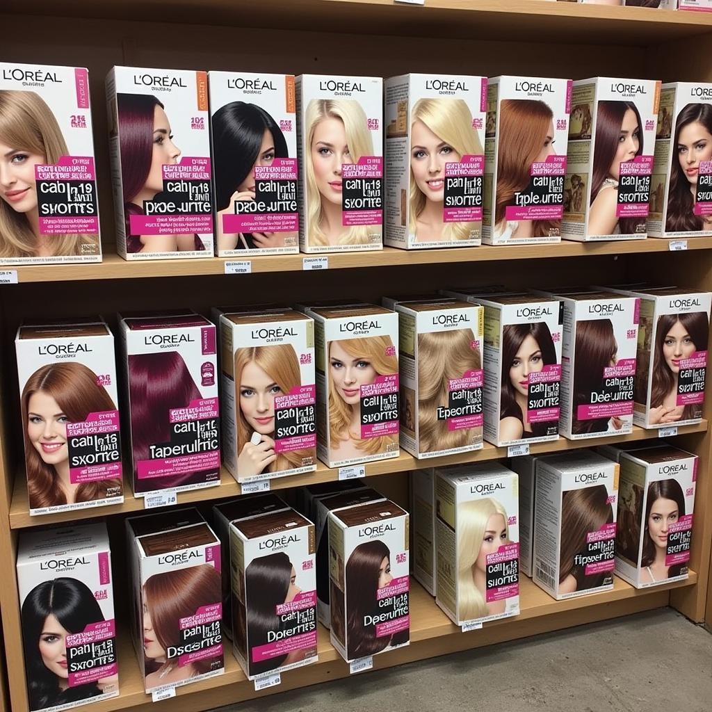 Display of L'Oreal Majirel Hair Color in a Salon