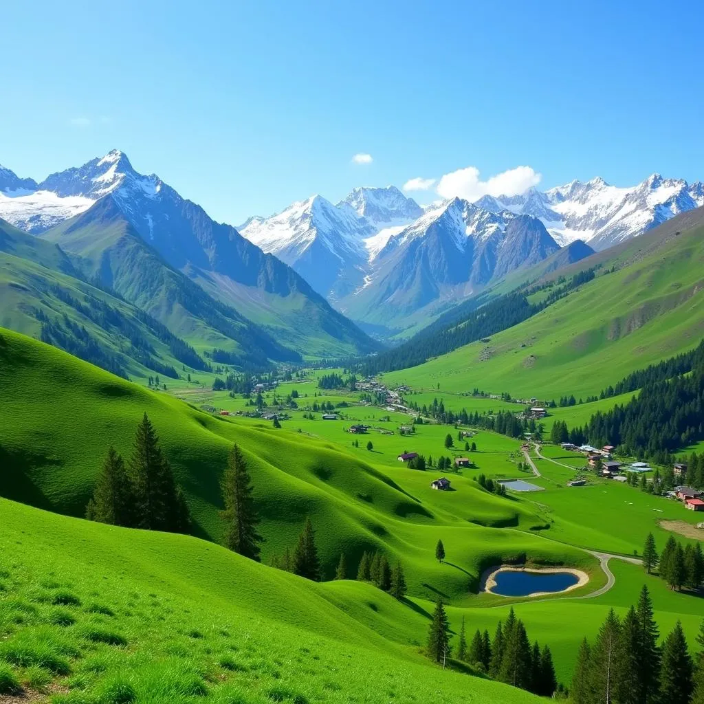 Lush green hills in northern Pakistan