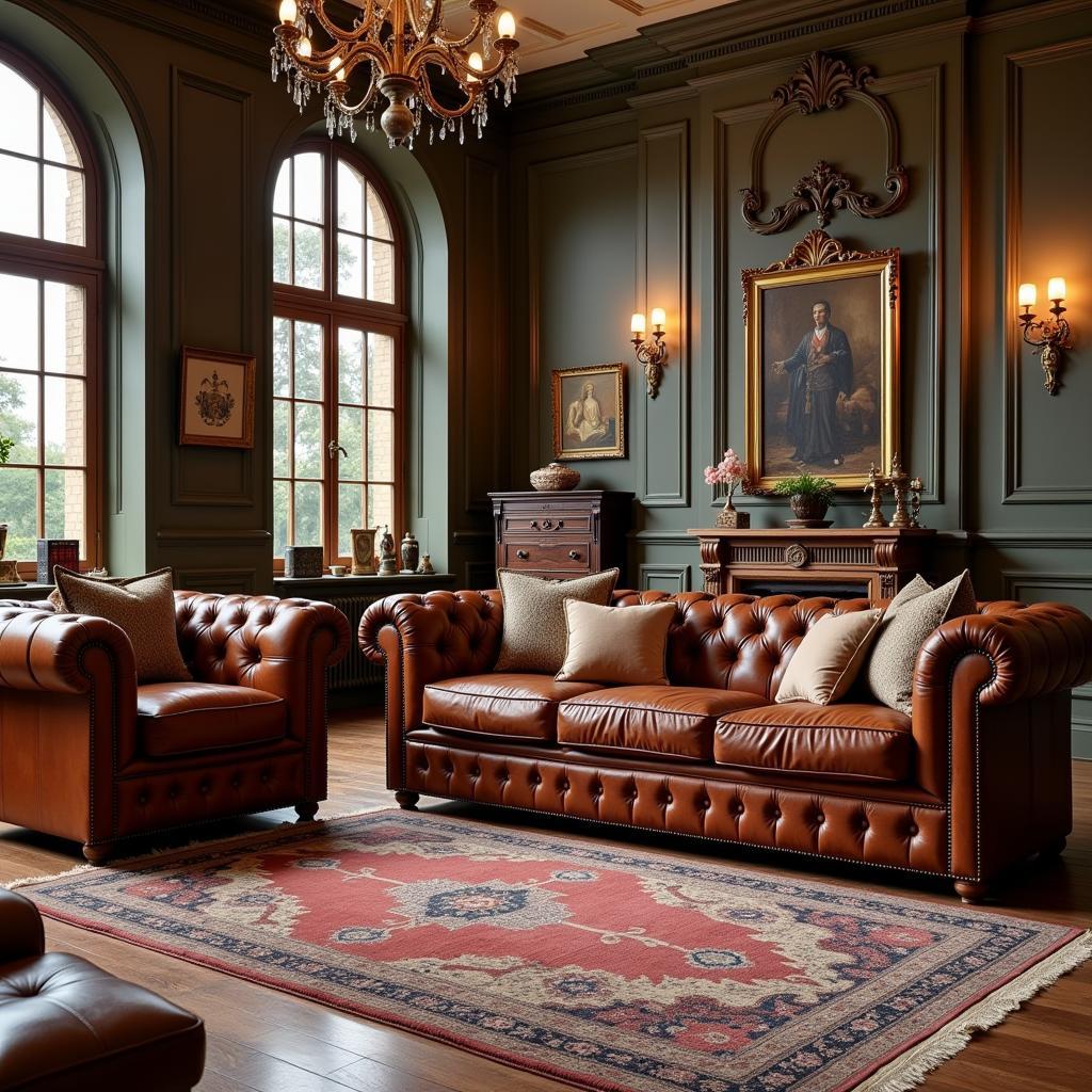 Luxurious Leather Sofa Set in Lahore Home