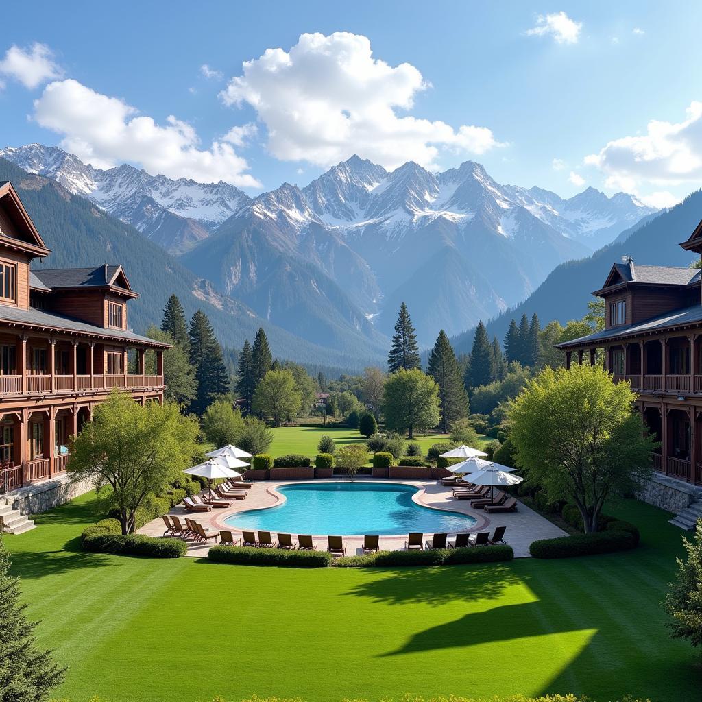 Luxury resort nestled amidst the mountains of Northern Pakistan