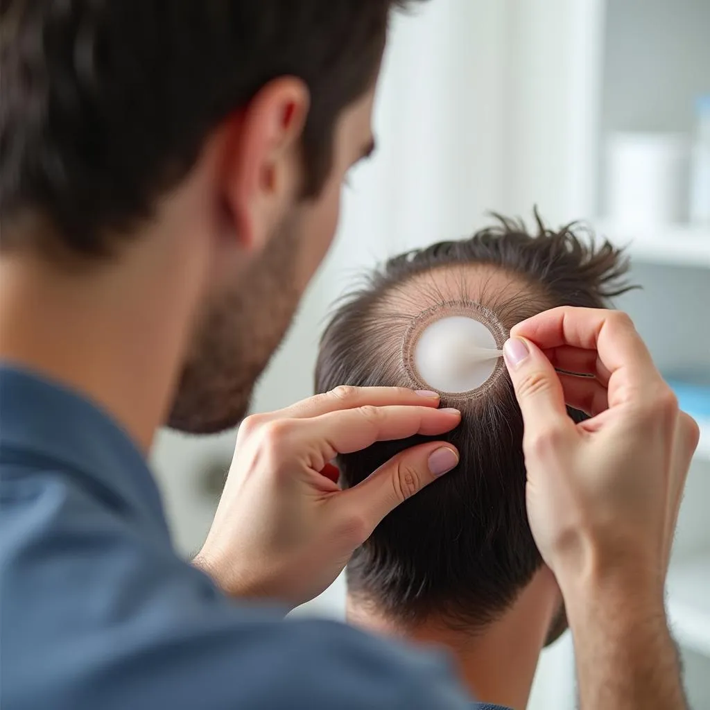 Applying Hair Patch Adhesive