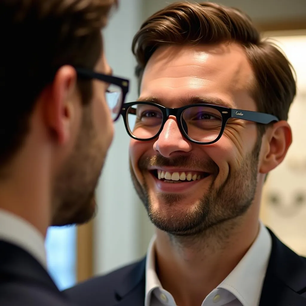 Man Trying on Cartier Glasses