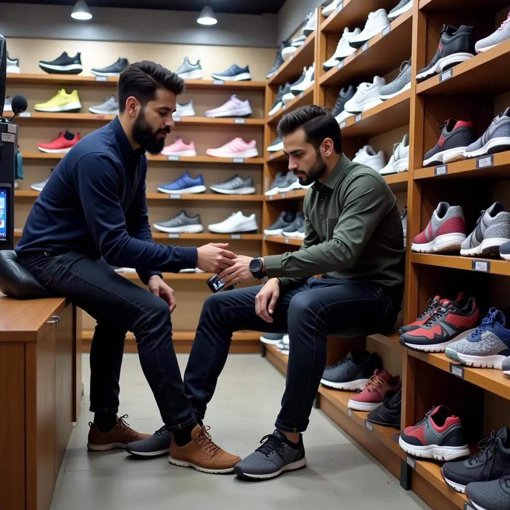 Man Trying Running Shoes in Pakistan