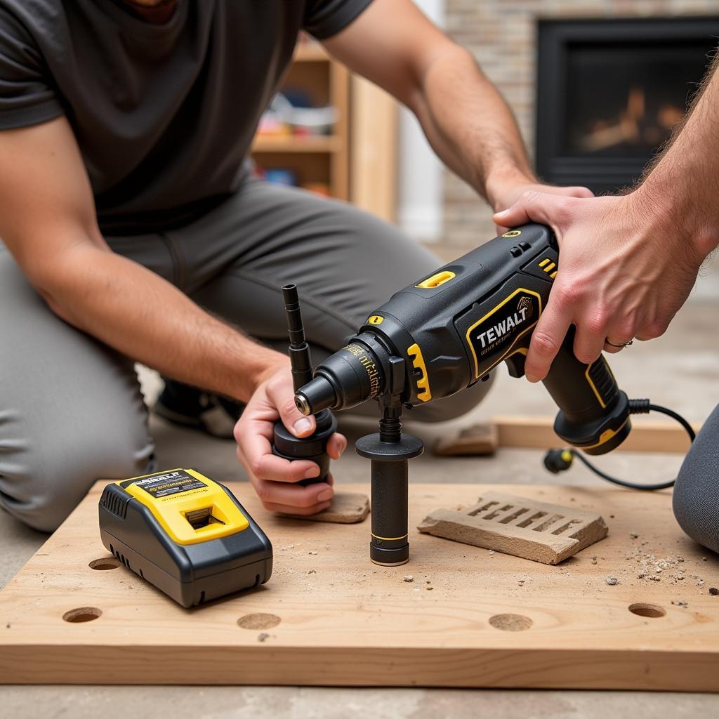 Man Using Charging Drill Machine