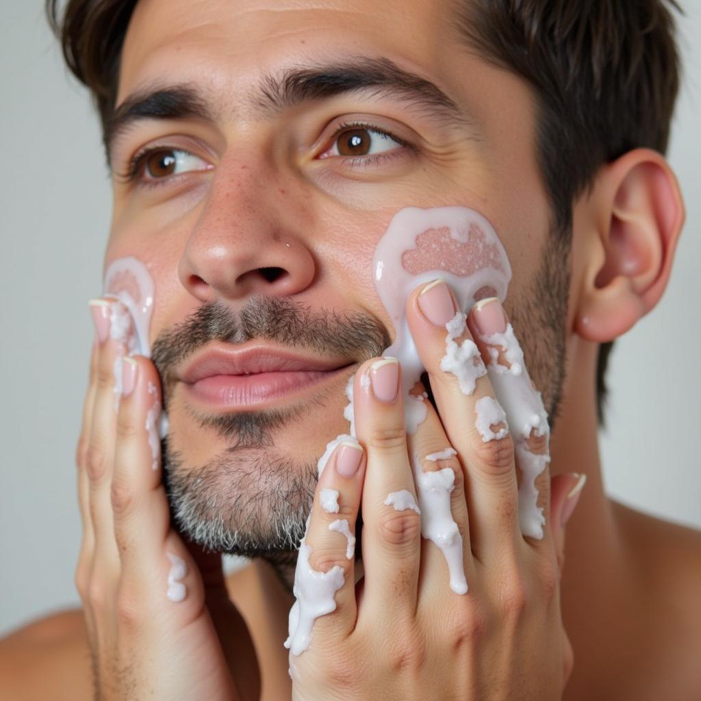 Man Using Golden Pearl Face Wash