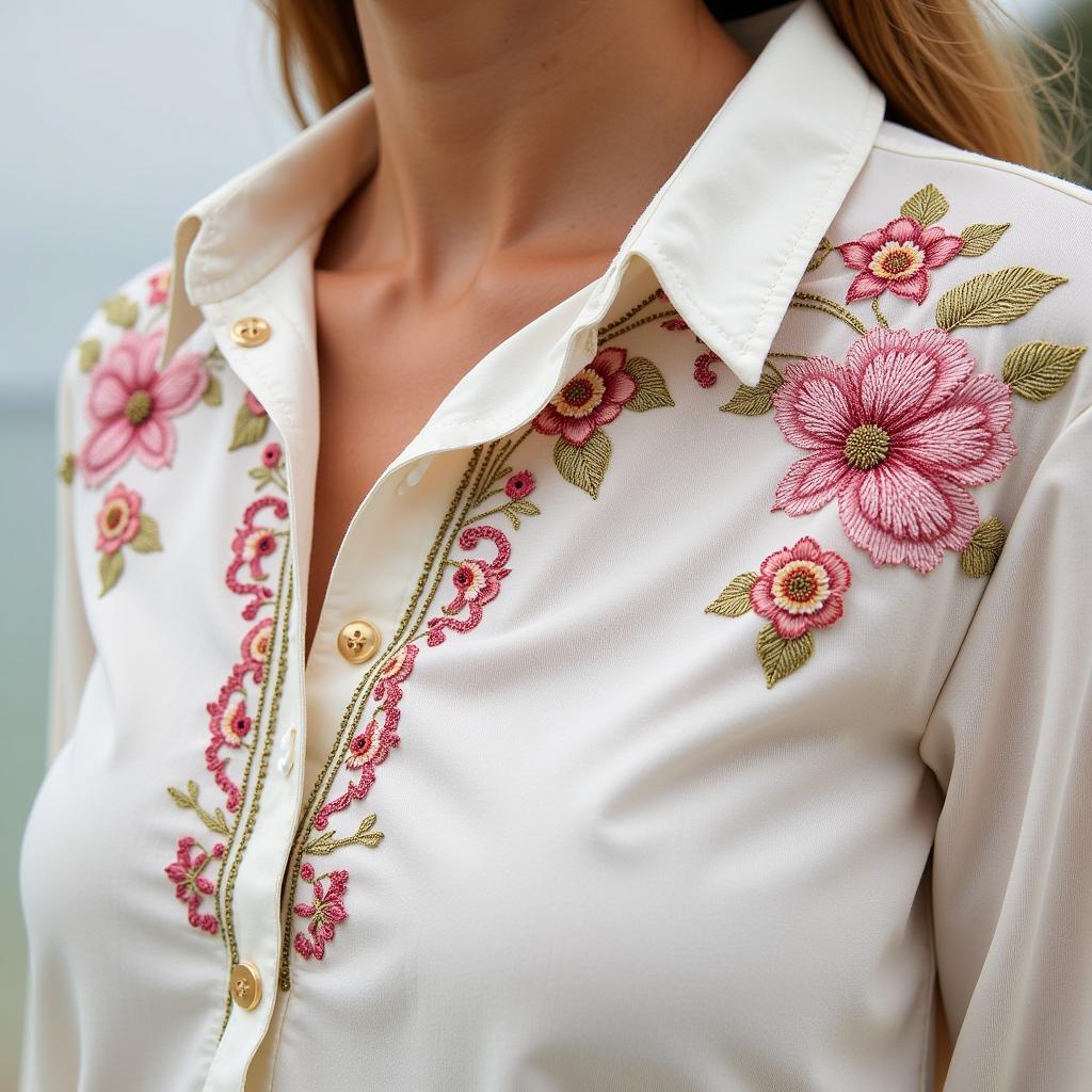 Detail of Embroidery on a Maria B Lawn Suit