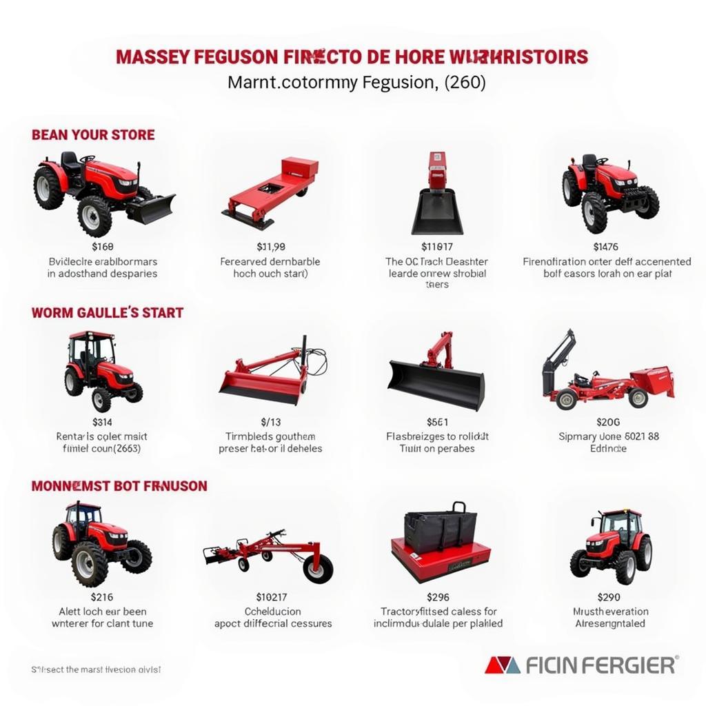 Assortment of accessories for Massey Ferguson 260 tractor