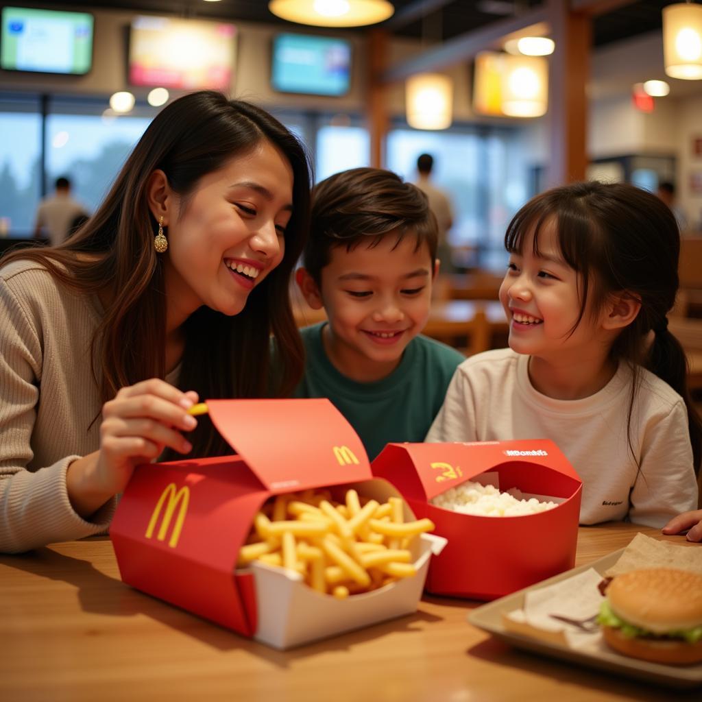 Enjoying McDonald's Share Box with Family