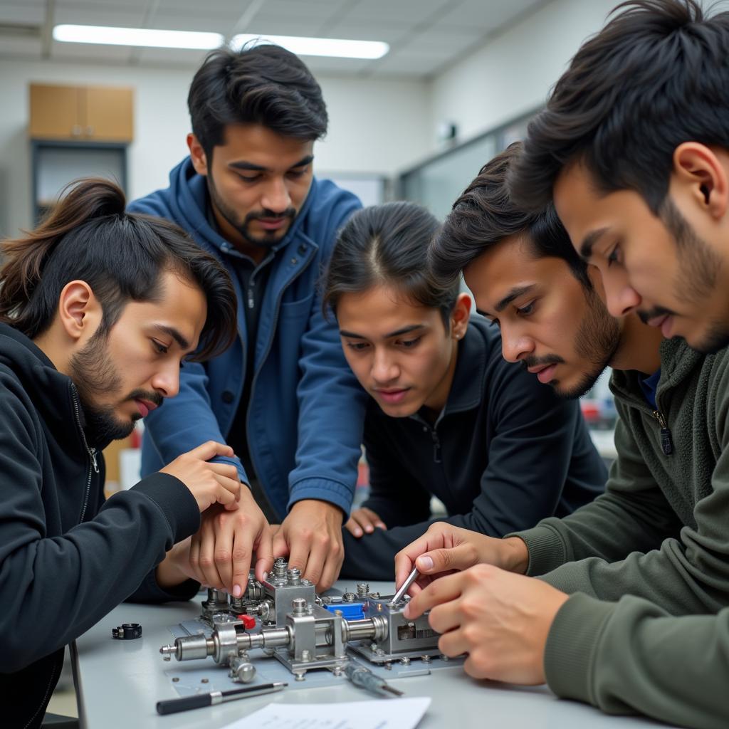 Pakistani Mechanical Engineering Students Working on Projects