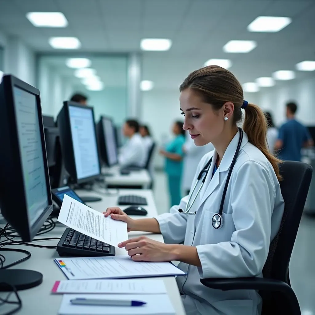 Medical Coder Working in a Busy Hospital Environment