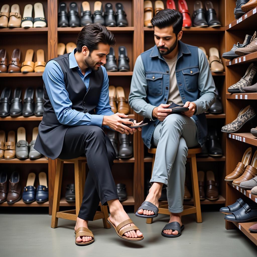 Men Trying on Slides