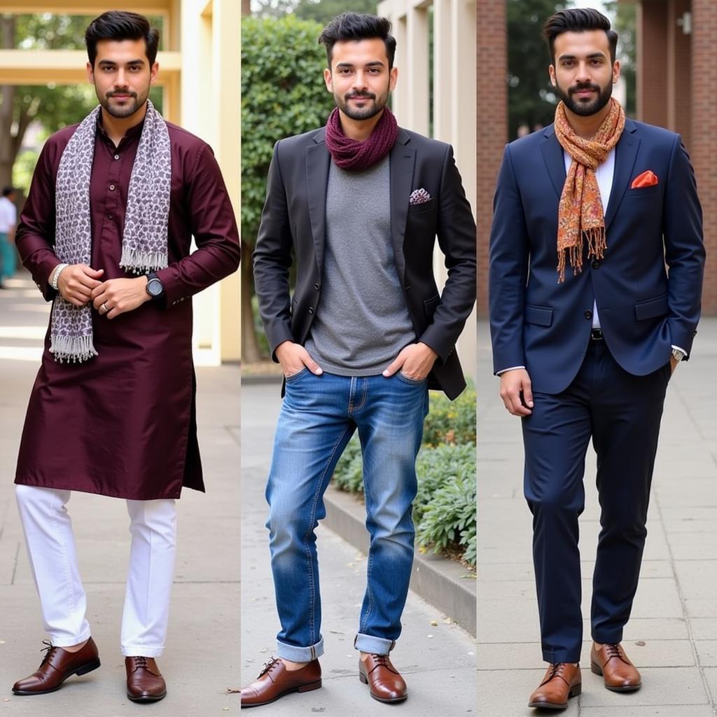 Pakistani Men Styling Neck Scarves for Different Occasions