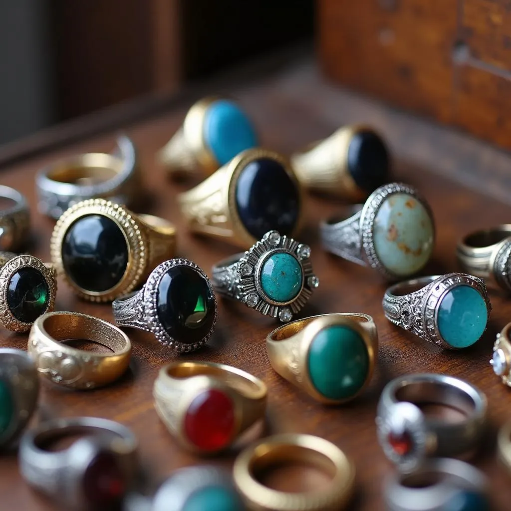 Variety of men's stone rings in Pakistan