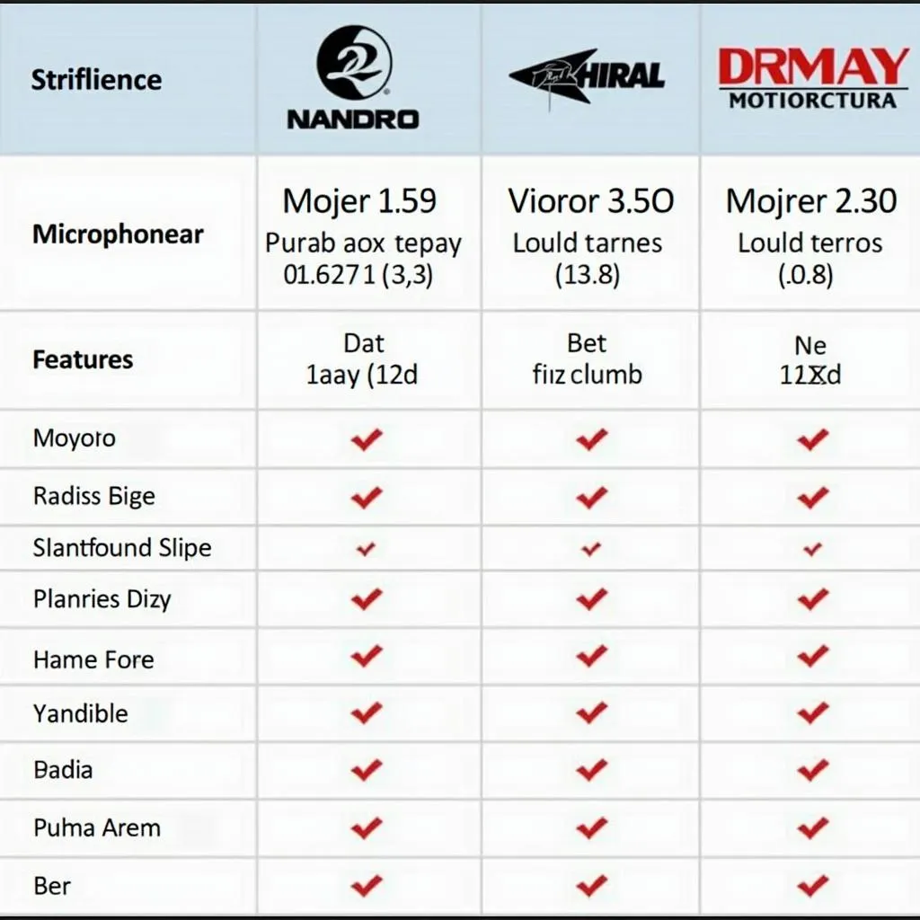 Microphone Price Comparison Table