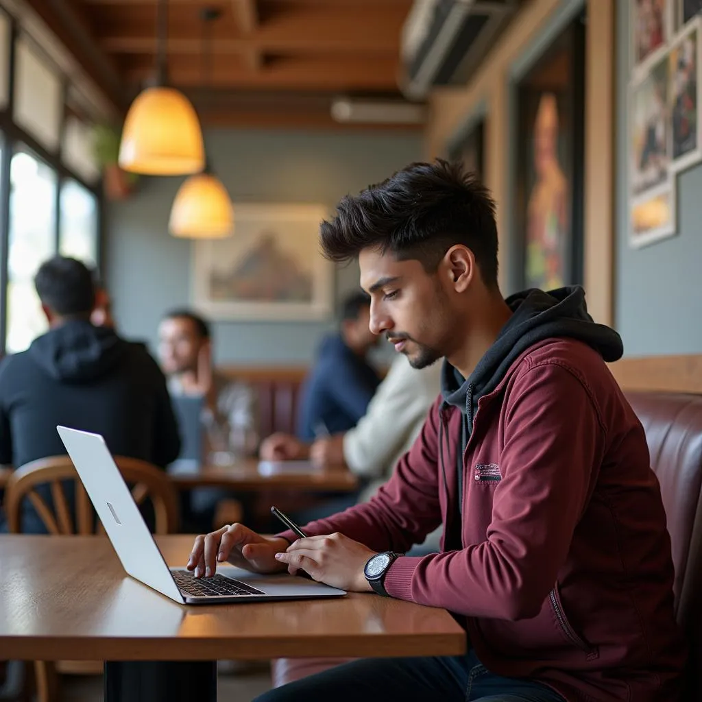 Microsoft Surface Pro 8 being used by a student in a cafe in Pakistan