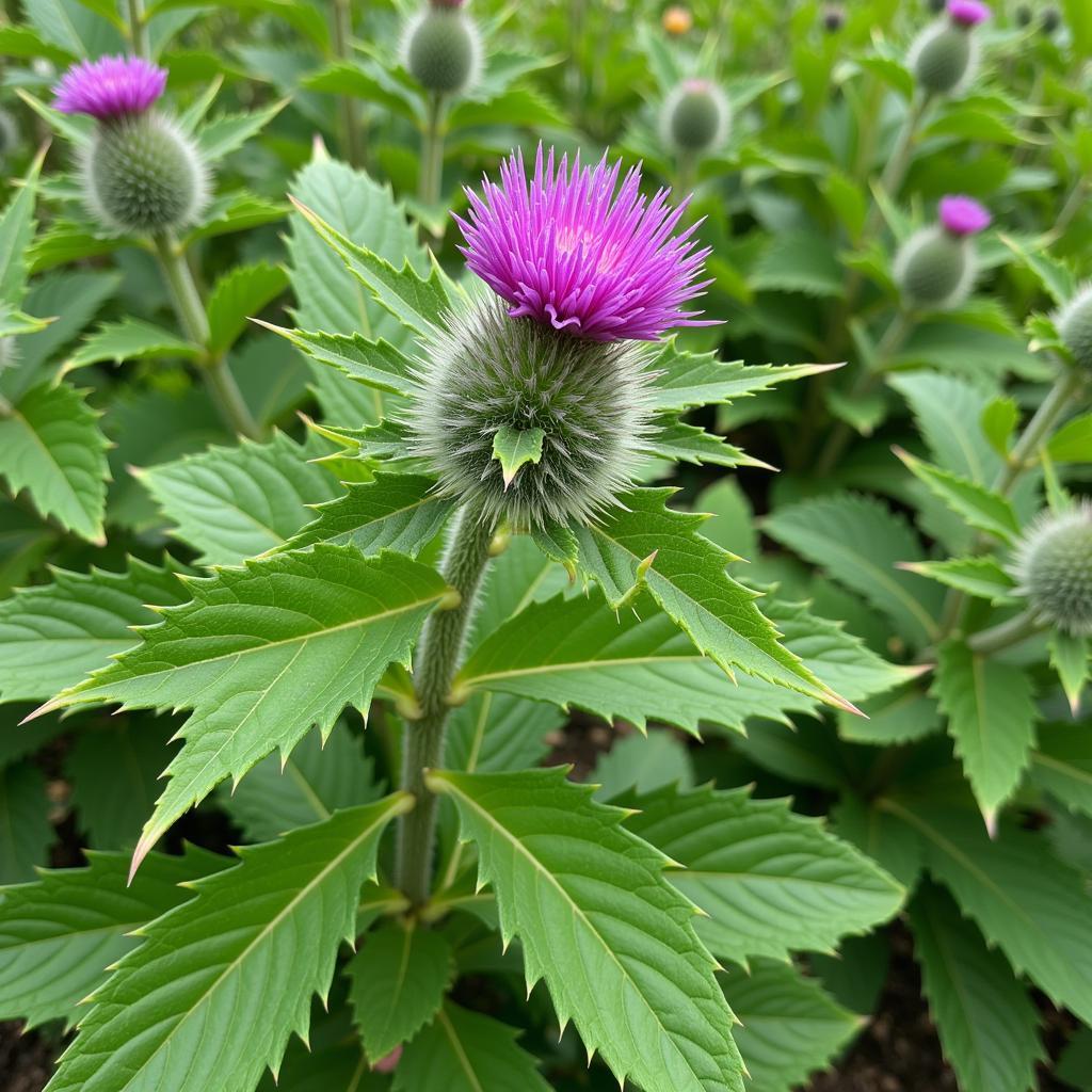 Milk Thistle Plant in Garden