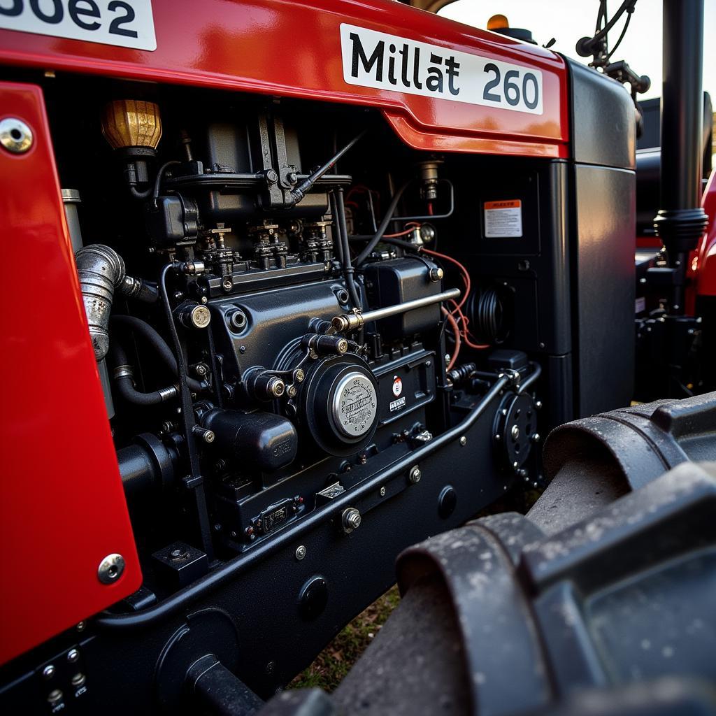 Close-up view of the Millat 260 engine