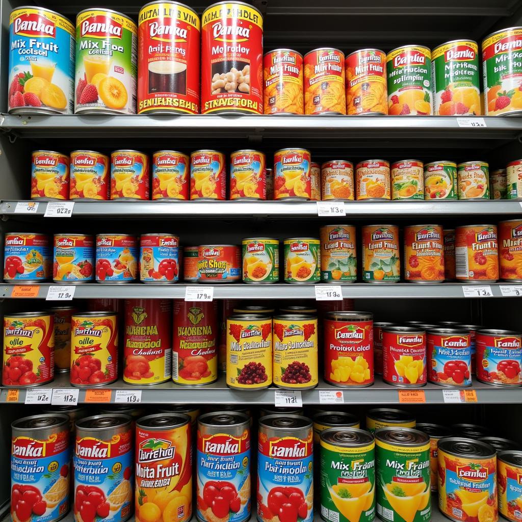 Mix Fruit Cocktail Display in a Pakistani Supermarket