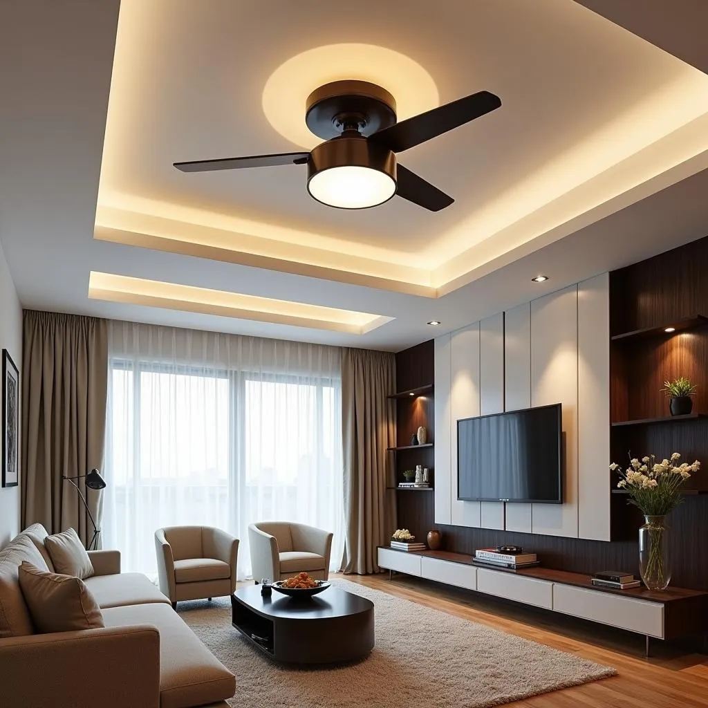 Modern False Ceiling Fan with LED Lights