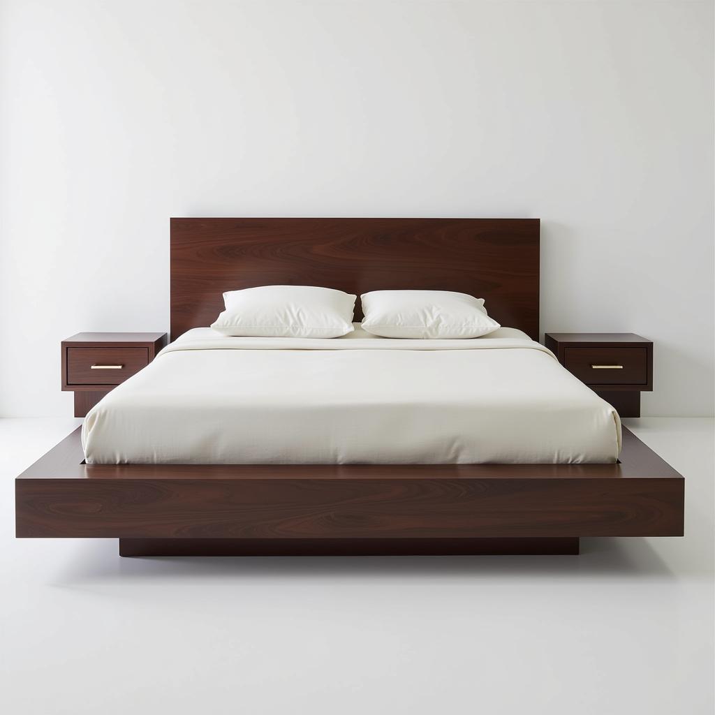 Modern Platform Bed with Built-in Nightstands