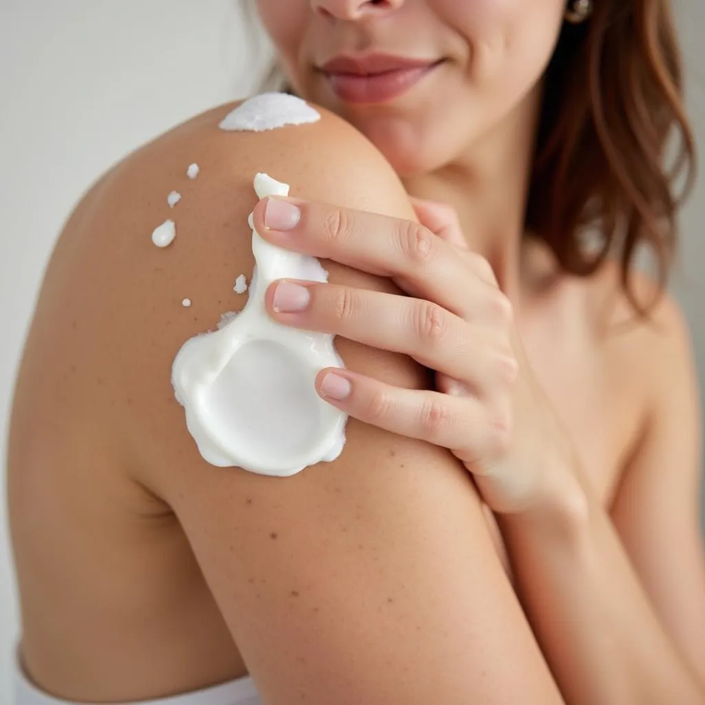 Applying moisturizer for eczema relief