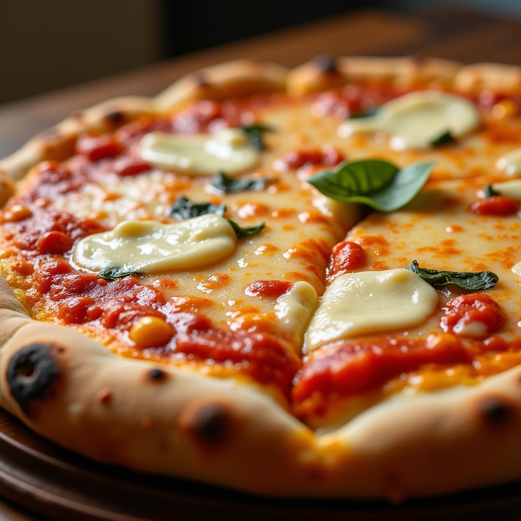 Mozzarella cheese on a pizza in Pakistan