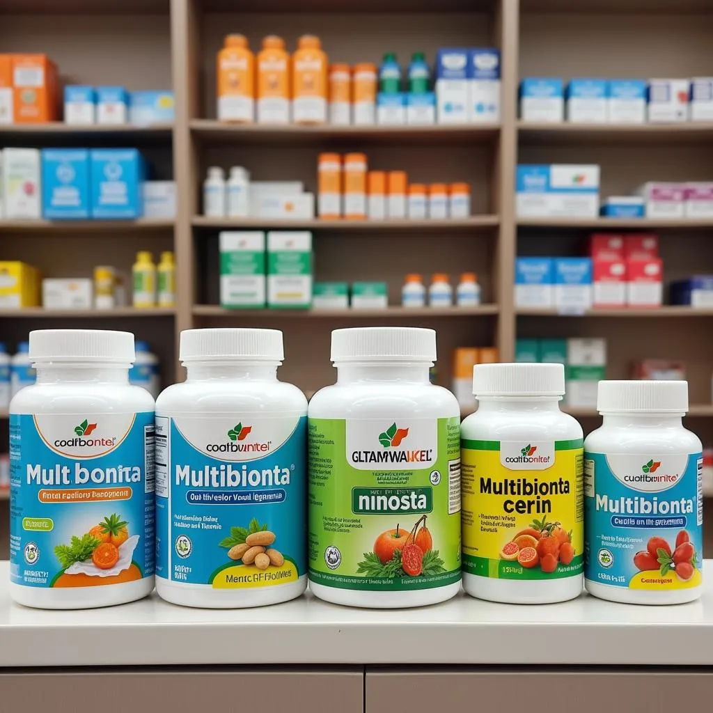 Multibionta Capsules on Pharmacy Shelf