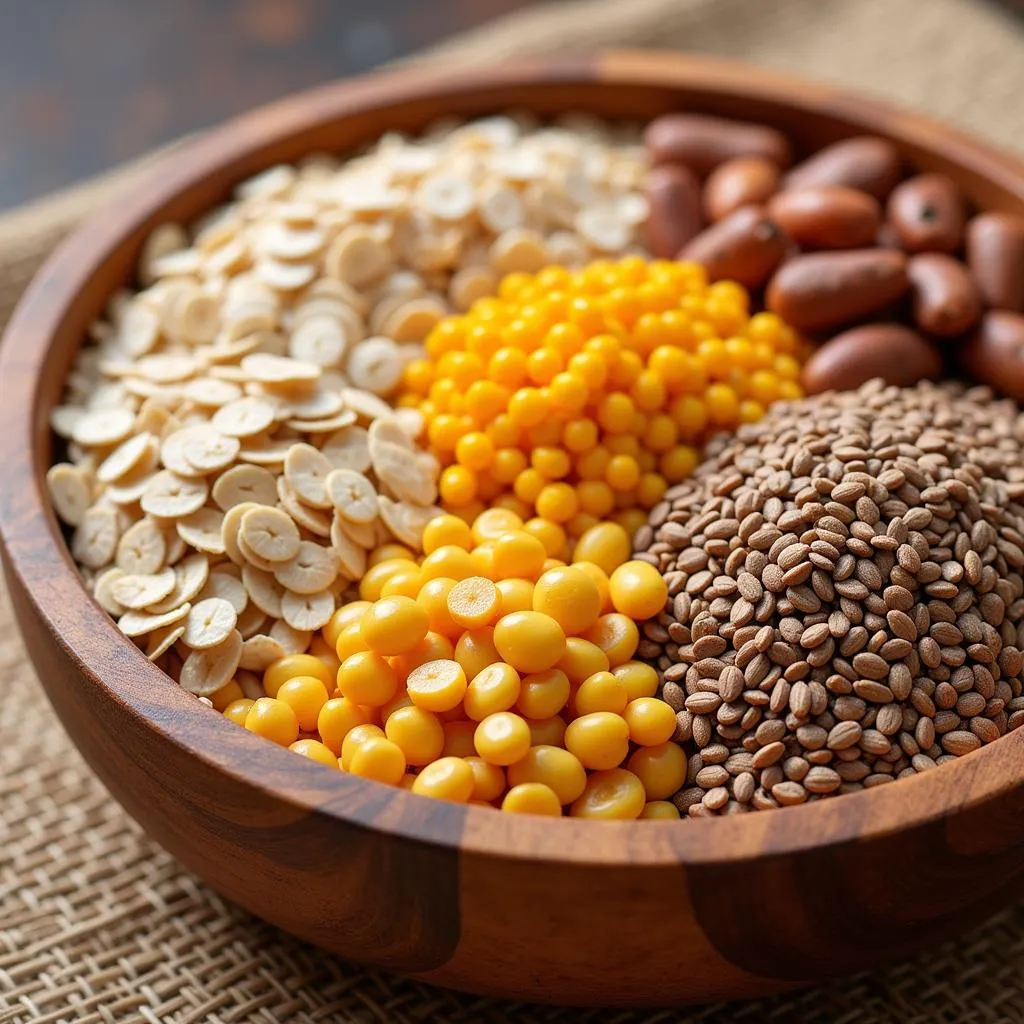 Bowl of multigrain atta ingredients