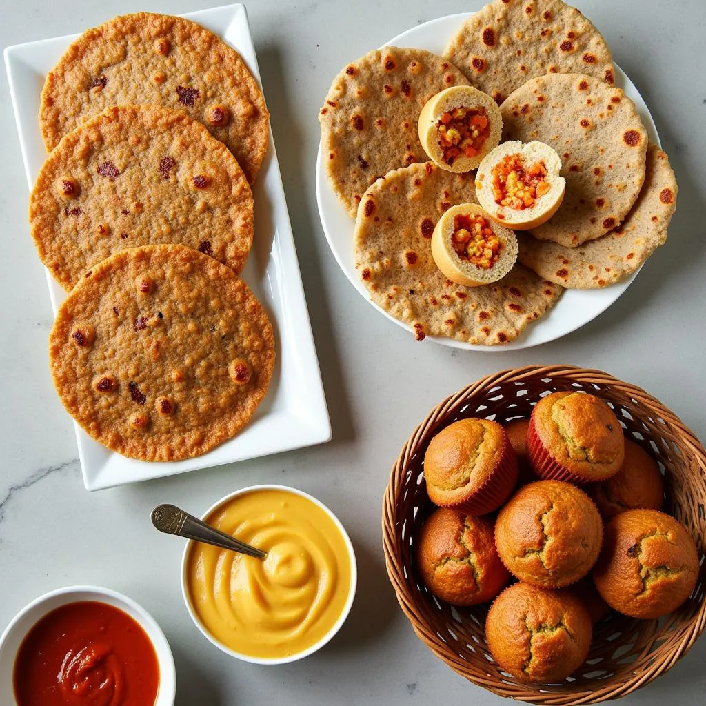 Spread of multigrain atta dishes