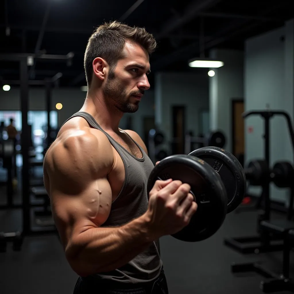 Man working out in the gym