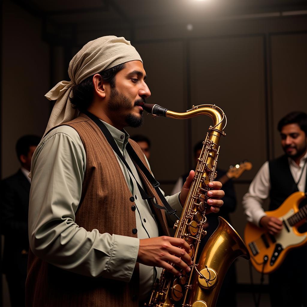 Musician Playing Saxophone in Pakistan