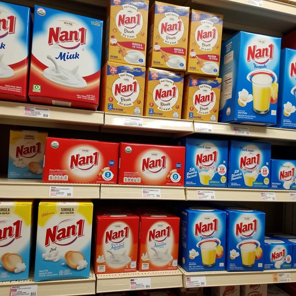 Nan 1 milk on a supermarket shelf in Pakistan