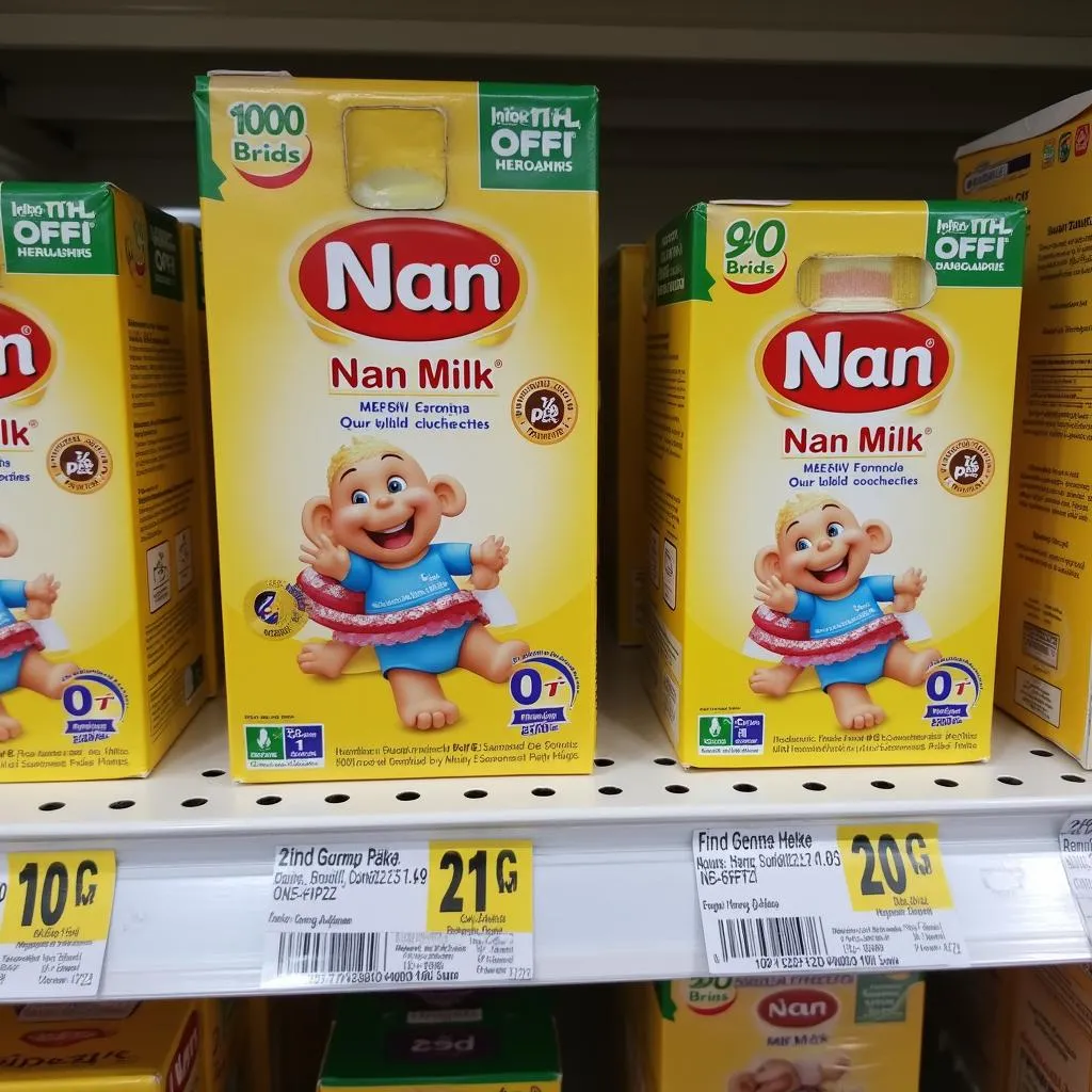 Nan Milk 0-6 Months on a Supermarket Shelf