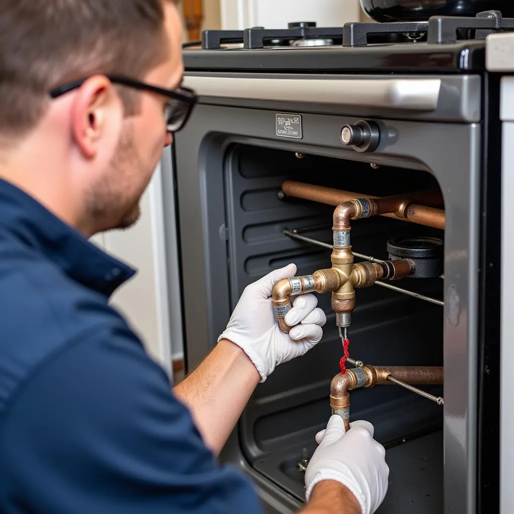 A qualified technician installing a NasGas geyser in a home