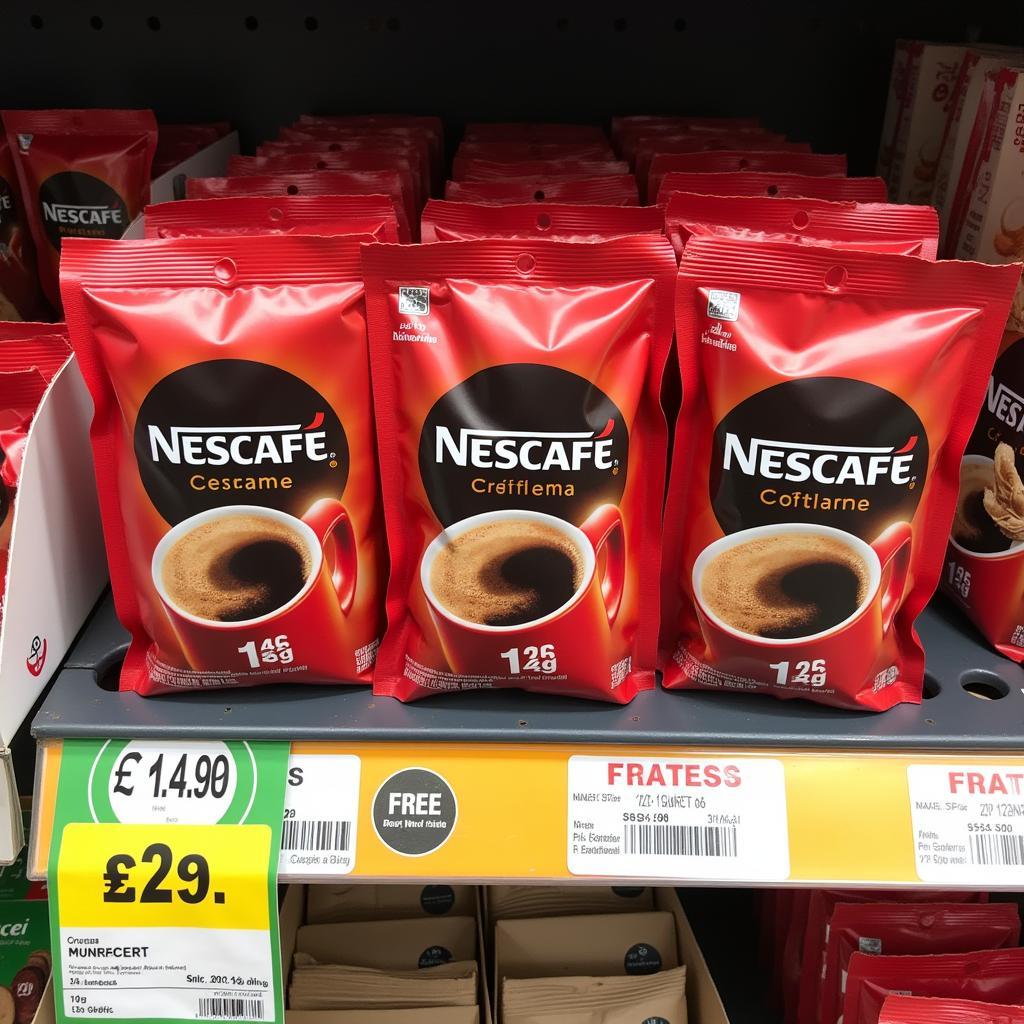 Nescafe Coffee 25g on a Supermarket Shelf