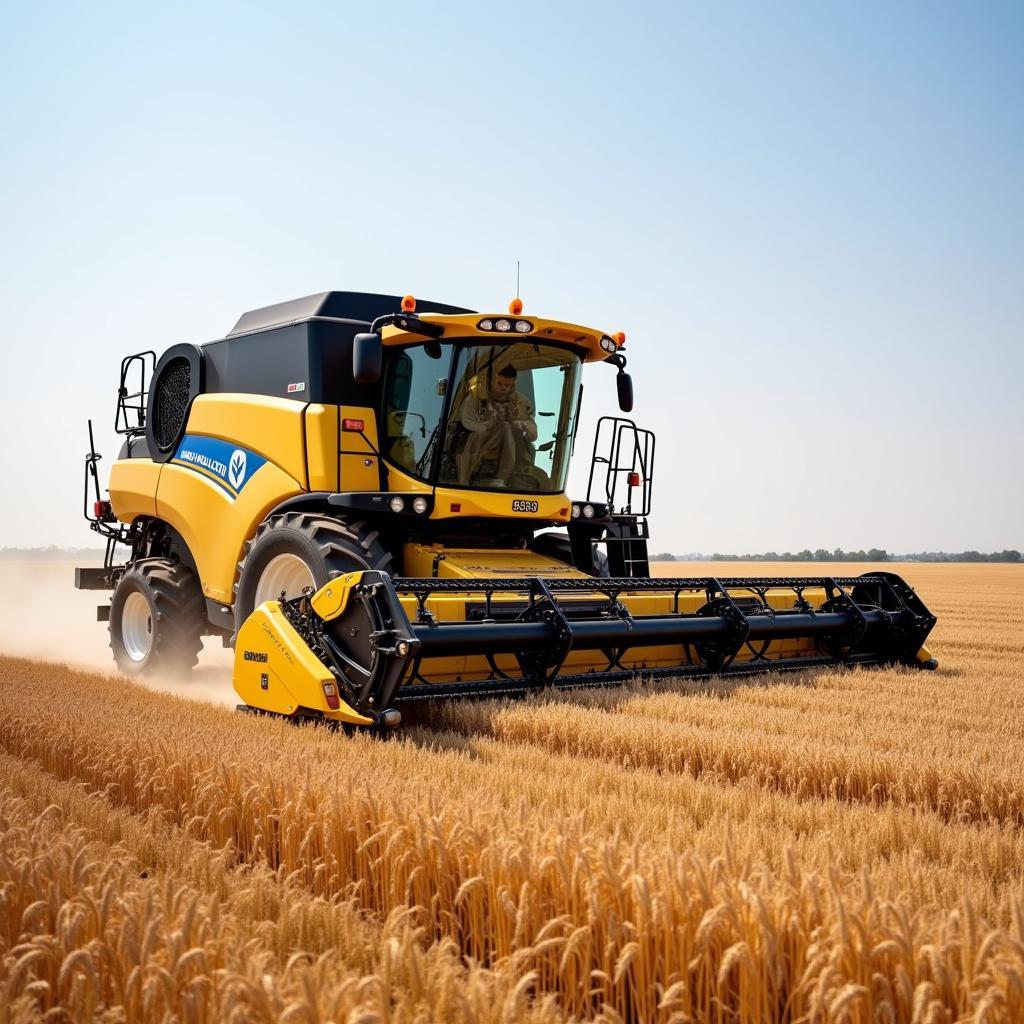 New Holland Harvester 8070 operating in a wheat field in Pakistan