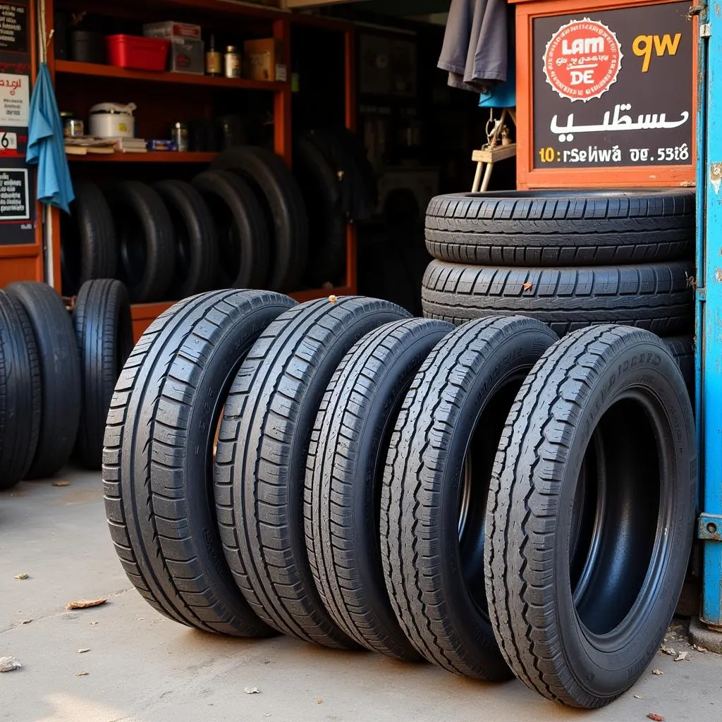 New rickshaw tyres on display