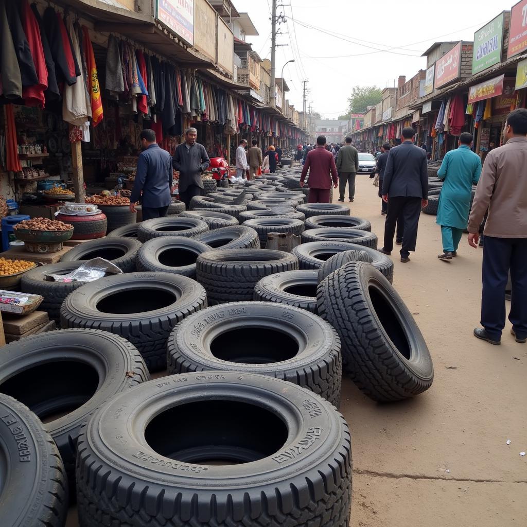 New Tyres for Sale in a Pakistani Market