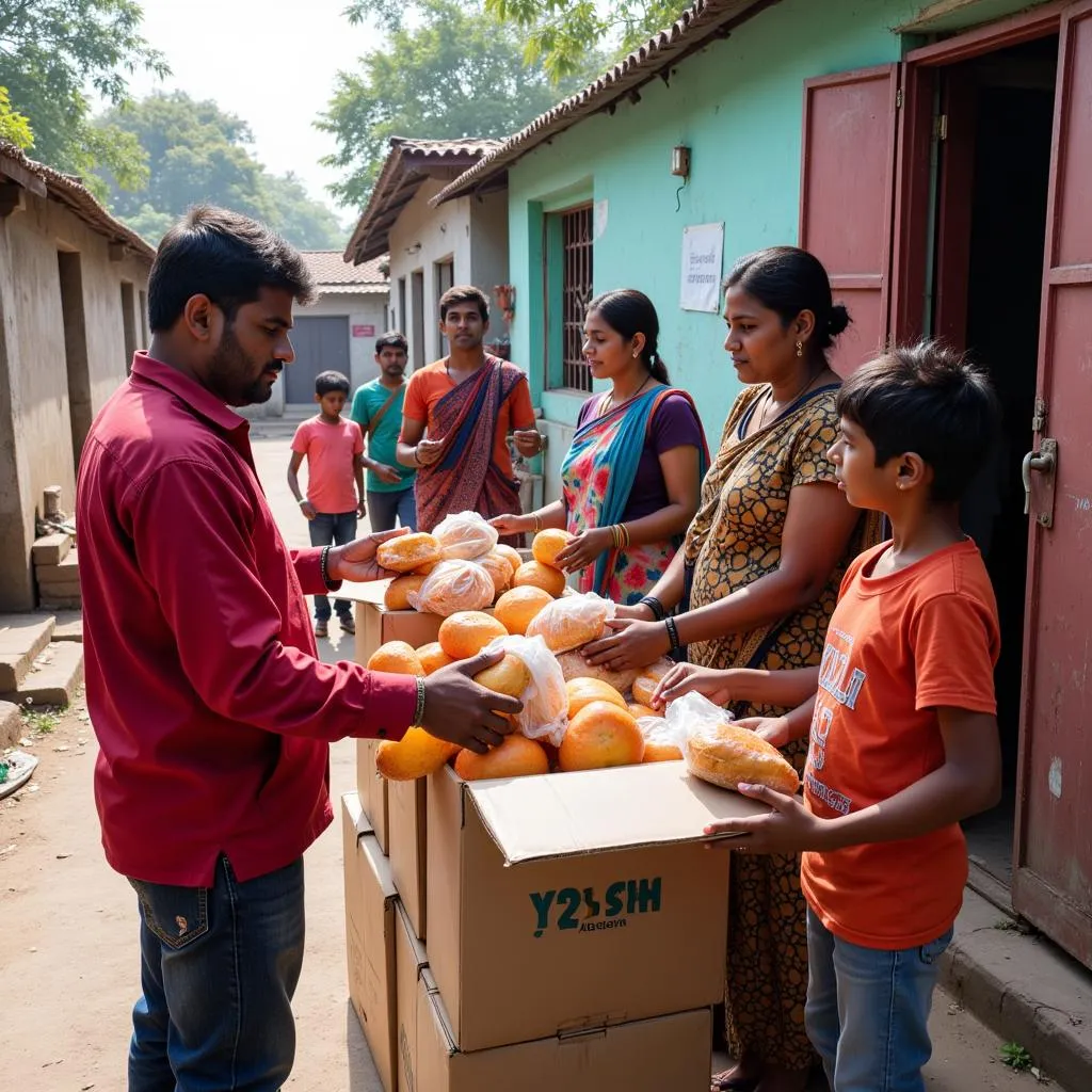 NGO workers distributing food in Hyderabad