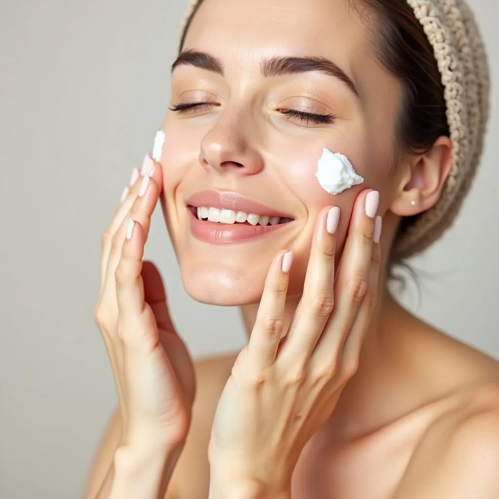 Night cream application routine