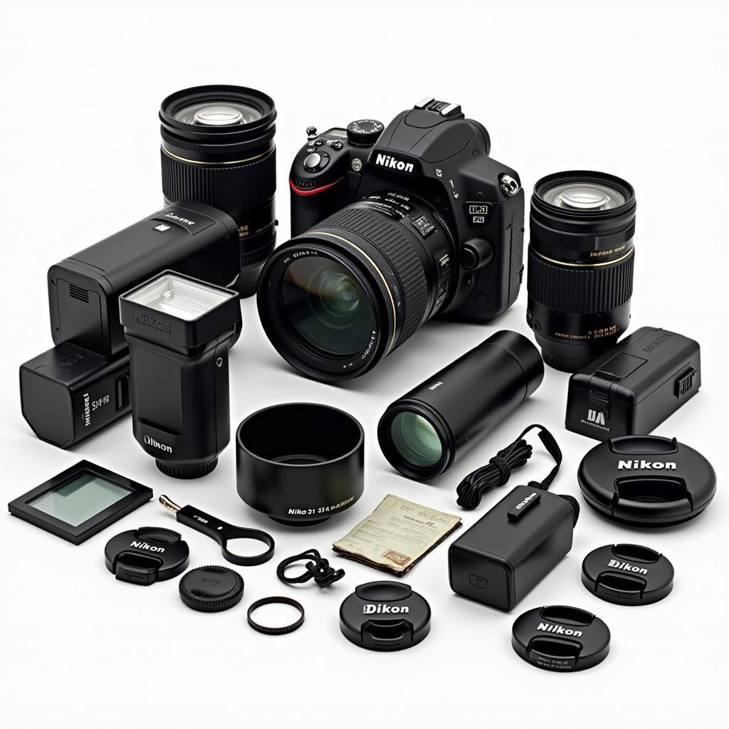 Nikon D810 with various lenses and accessories