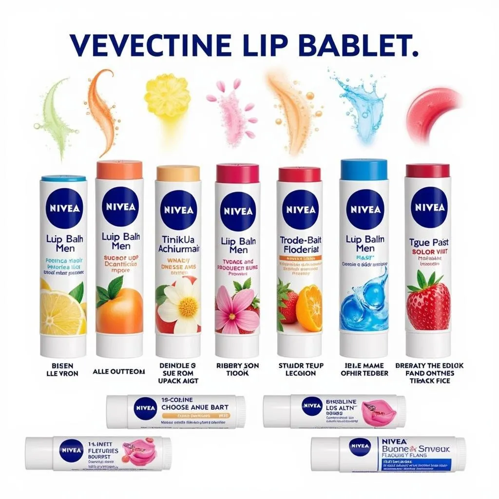 Nivea lip balm variants display