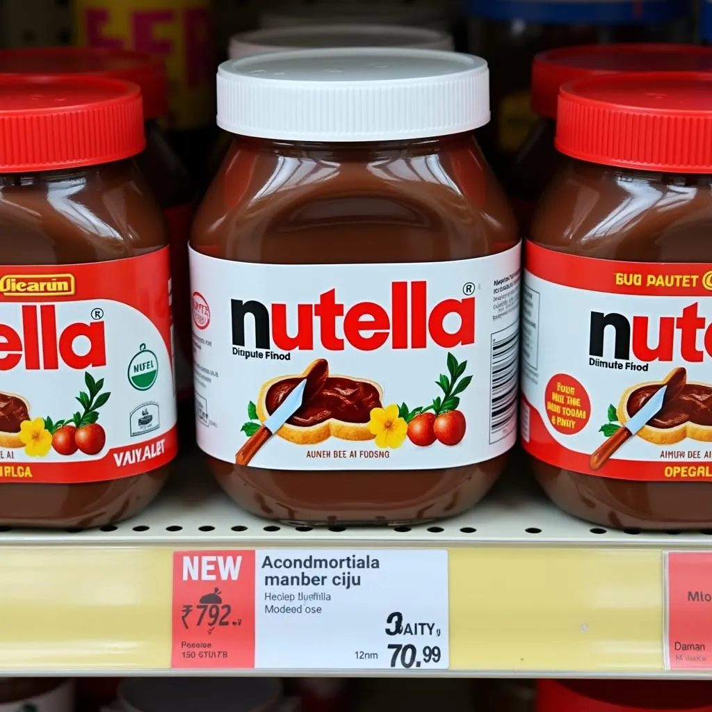 Nutella 350g jar displayed on a supermarket shelf in Pakistan